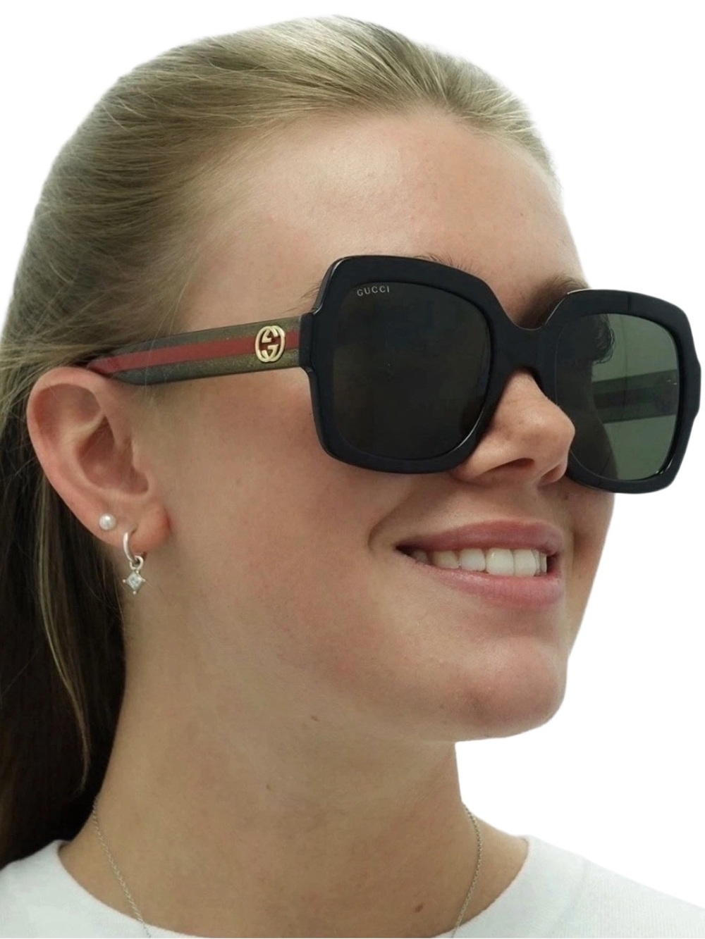 Gucci Sunglasses GG0036SN Brown Lenses Green Red Interlocking G’s Frames NWOT - Picture 7 of 10